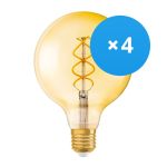 Mehrfachpackung 4x Osram Vintage 1906 LED E27 Globe Fadenlampe Gold 125mm 5W 250lm - 820  | Ersatz für 25W Mehrfachpackung 4x Osram Vintage 1906 LED E27 Globe Fadenlampe Gold 125mm 5W 250lm - 820  | Ersatz für 25W