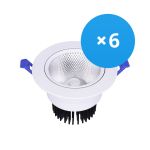 Mehrfachpackung 6x LED Deckenstrahler Rund schwenkbar 7W 560lm 60D - 930  | 85mm - Ausschnitt 70mm - UGR <19