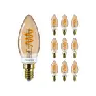 Mehrfachpackung 10x Philips MASTER Value LEDcandle E14 Vintage Fadenlampe Gold 2.5W 136lm - 927  | Höchste Farbwiedergabe - Dimmbar - Ersatz für 25W