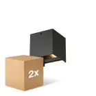 Doppelpack D'Lite LED Wandleuchte Elingen Aluminium Schwarz 4.9W 290lm - 830  | Bewegungssensor