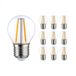 Mehrfachpackung 10x LED E27 Kugel Fadenlampe Klar 2.5W 250lm - 827  | Ersatz Für 25W Mehrfachpackung 10x LED E27 Kugel Fadenlampe Klar 2.5W 250lm - 827  | Ersatz Für 25W