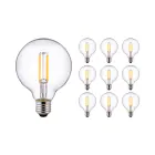 Mehrfachpackung 10x Pro LED E27 Globe Fadenlampe Klar 95mm 8W 806lm - 827 | Dimmbar - Ersatz für 60W