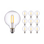 Mehrfachpackung 10x Pro LED E27 Globe Fadenlampe Klar 95mm 8W 806lm - 827 | Dimmbar - Ersatz für 60W