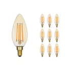 Mehrfachpackung 10x LED E14 Kerze Fadenlampe Messing 4.1W 350lm - 822 | Dimmbar - Ersatz für 40W