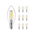 Lot 10x Philips MASTER Value LEDcandle E14 Filament Claire 3.4W 470lm - 927  | Meilleur rendu de couleur - Dimmable - Remplacement 25W